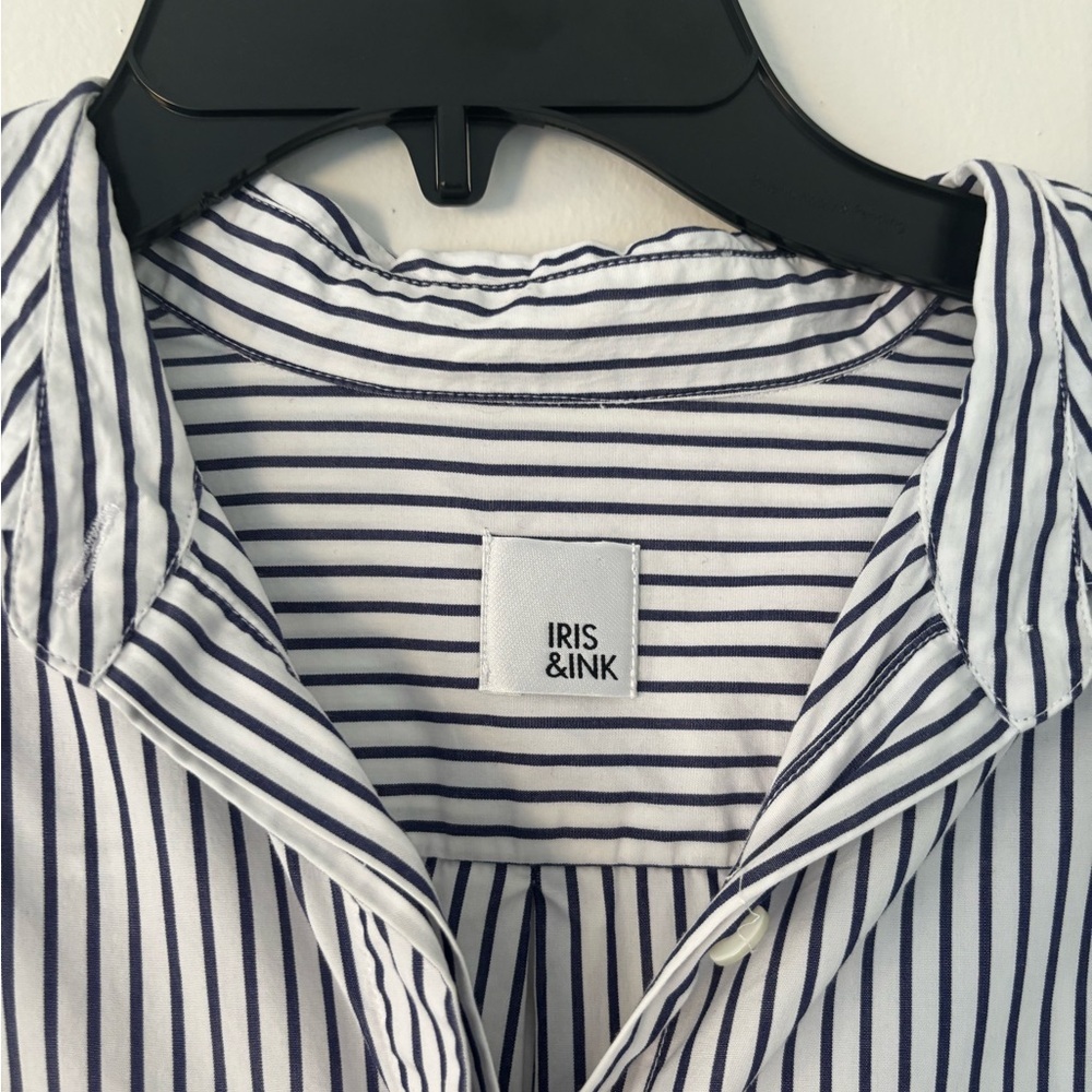 Striped Button Down Shirt with Ruffle Sleeves - Picture 6 of 11